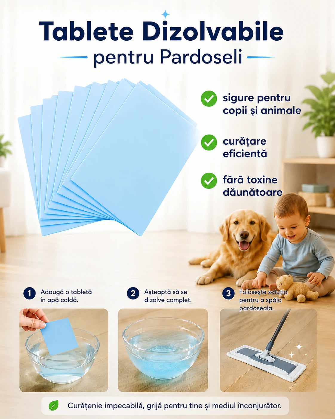 Tablete Dizolvabile pentru Pardoseli