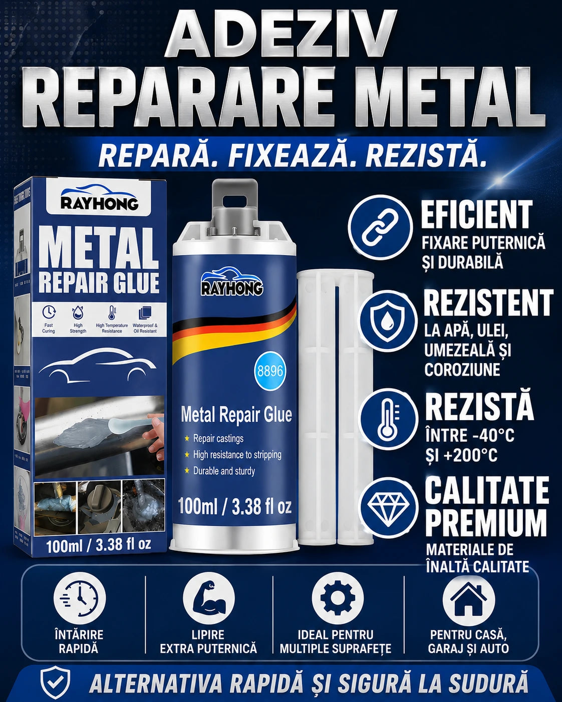 Adeziv Reparare Metal - Uscare Rapidă pentru Reparații Rezistente